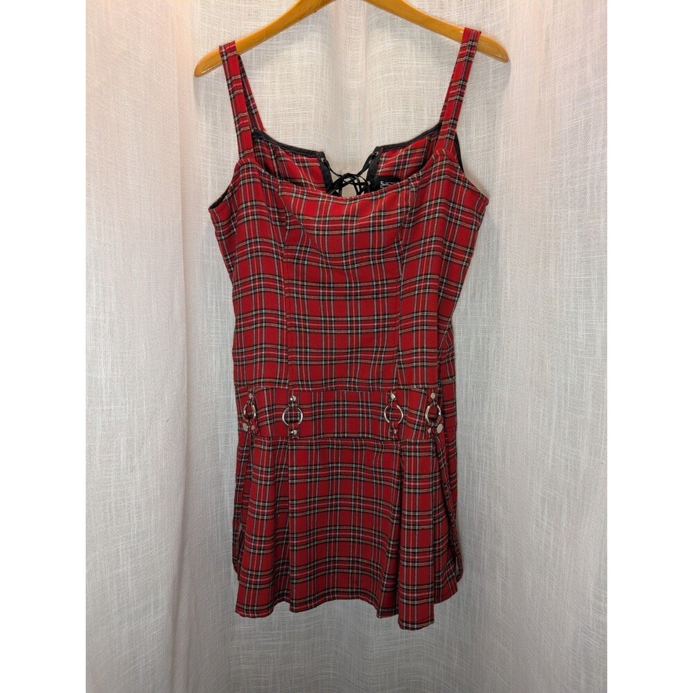 Vintage Lip Service Red & Black Tartan Plaid Mini Dress Women's Punk Goth XL?